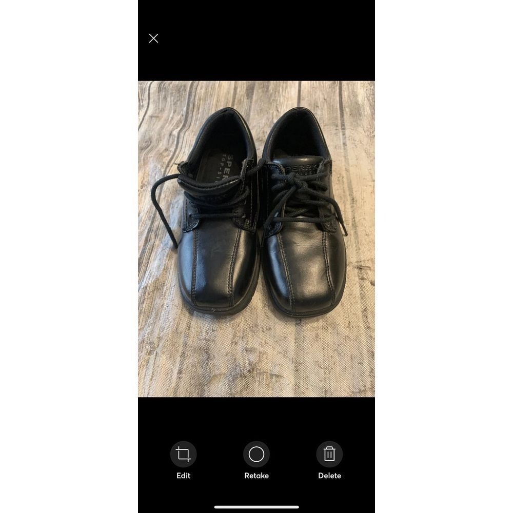 Boys‎ black sperry  size 11 M Nathaniel In good condition leather uppers made in